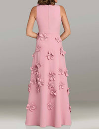 Gia Franco - Bateau Neck Sleeveless A-line Floral Dress