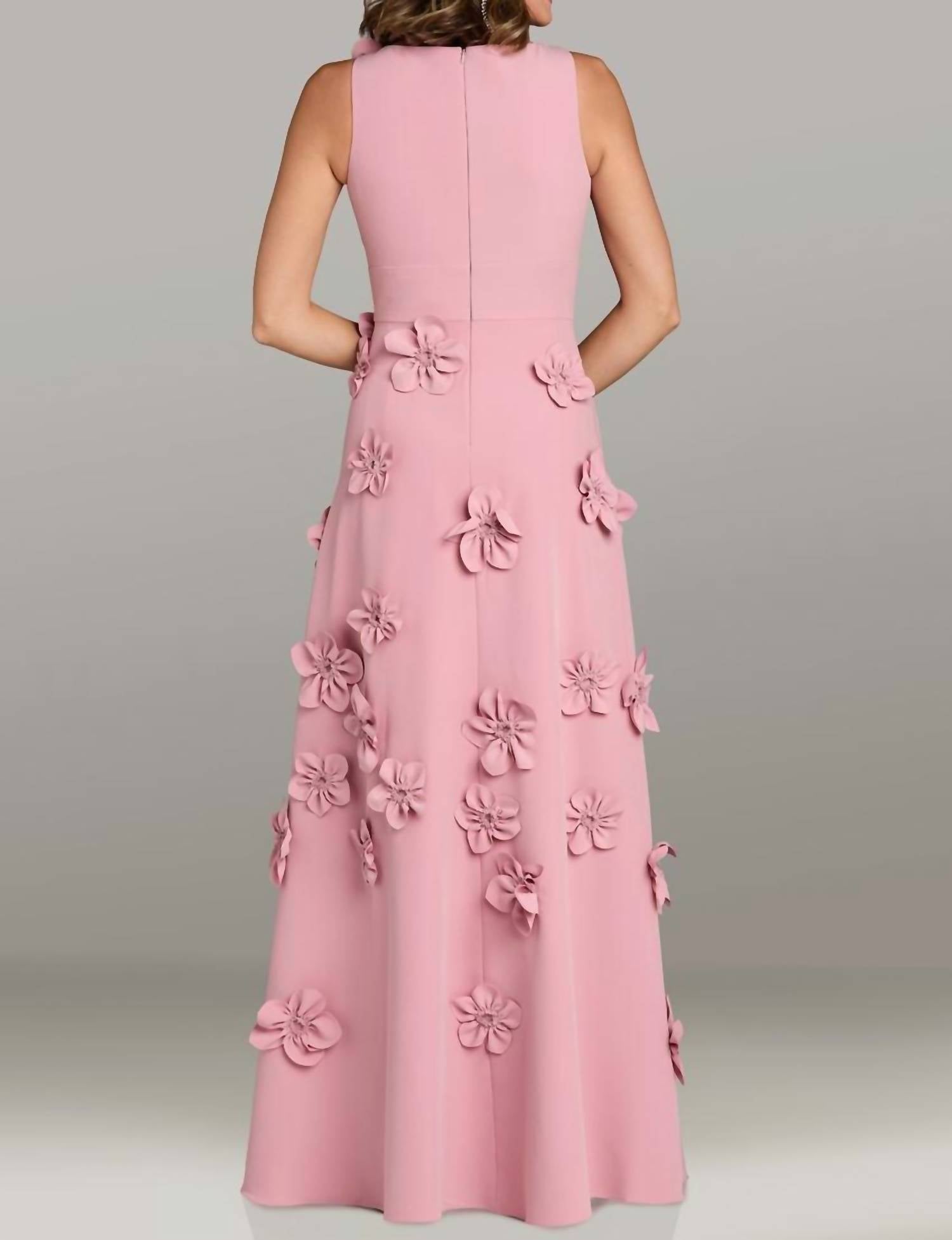 Gia Franco - Bateau Neck Sleeveless A-line Floral Dress