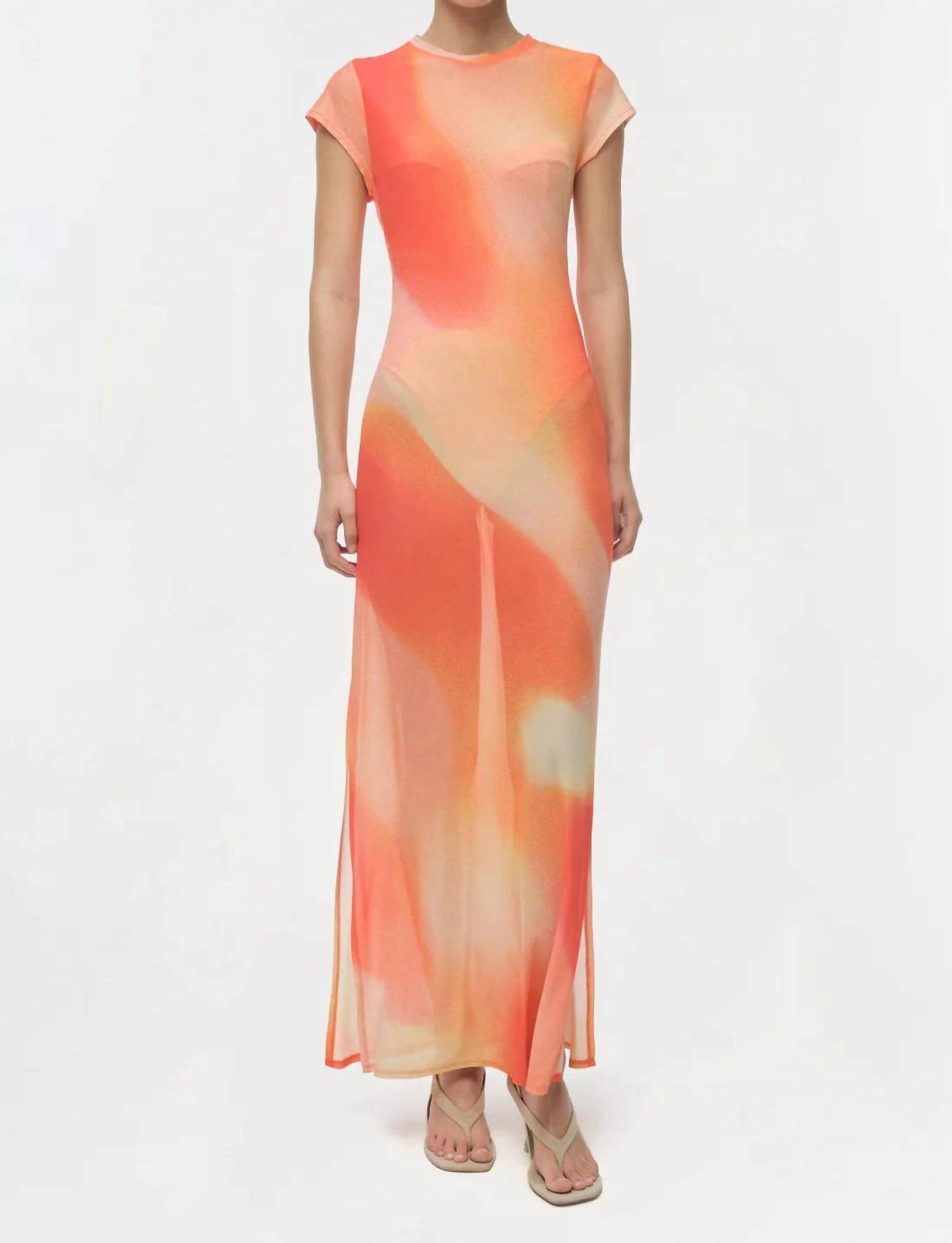 JONATHAN SIMKHAI FIA MIDI DRESS in golden hour sunset - women's dress