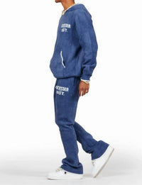 ROCKSTAR ORIGINAL Lake Mohair Knit Track Set in navy - men's shirt - detail view