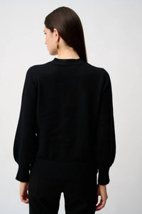 Joseph Ribkoff - Puff Sleeve V Neck Cardigan With Rhinestone Buttons