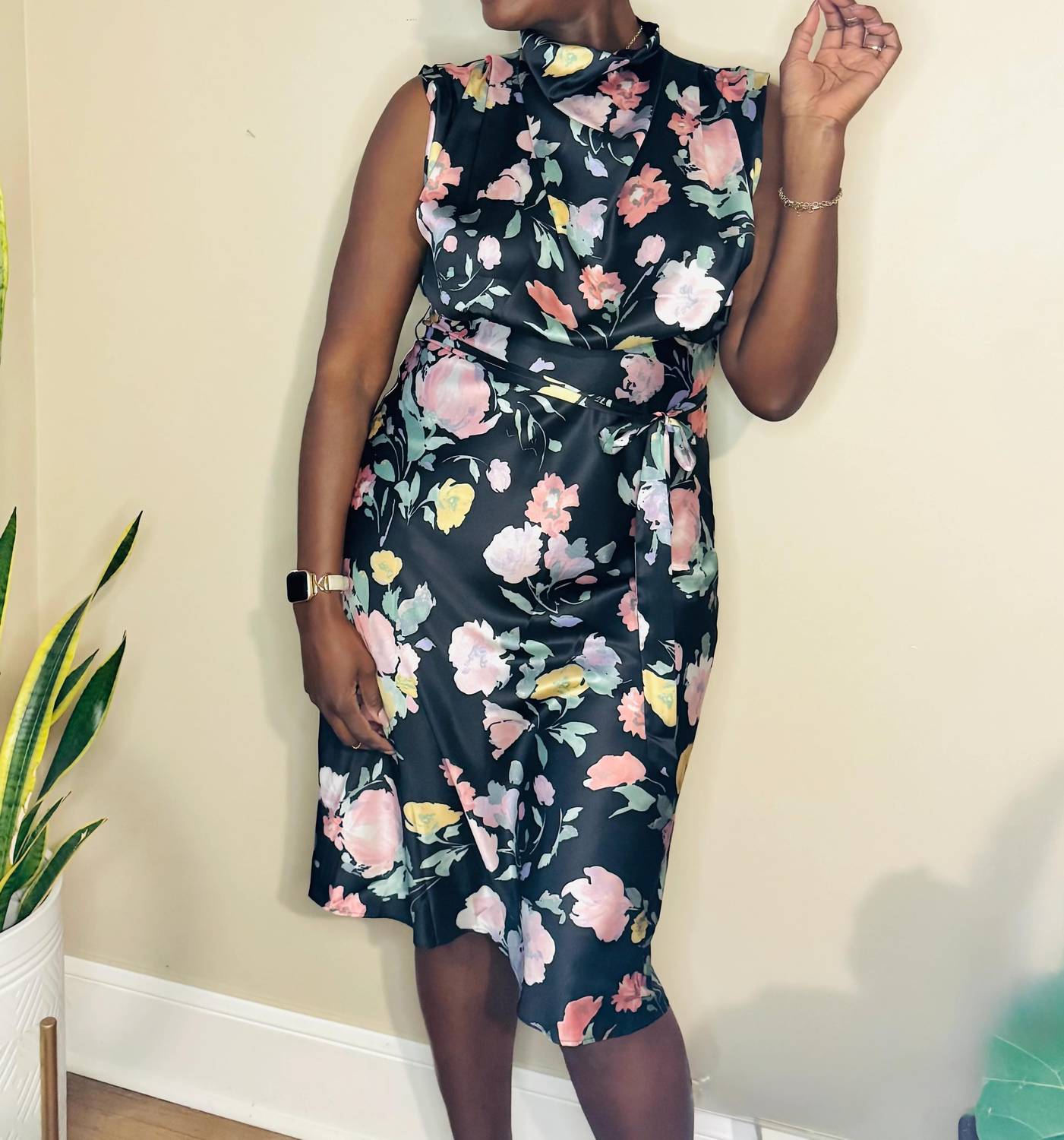 Glam - Terrie Mock Cowl Neck Midi Dress