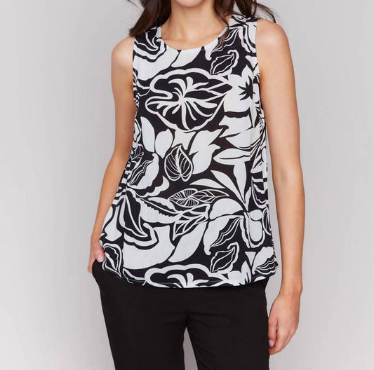 Charlie B - Crew Neck Popover Sleeveless Blouse