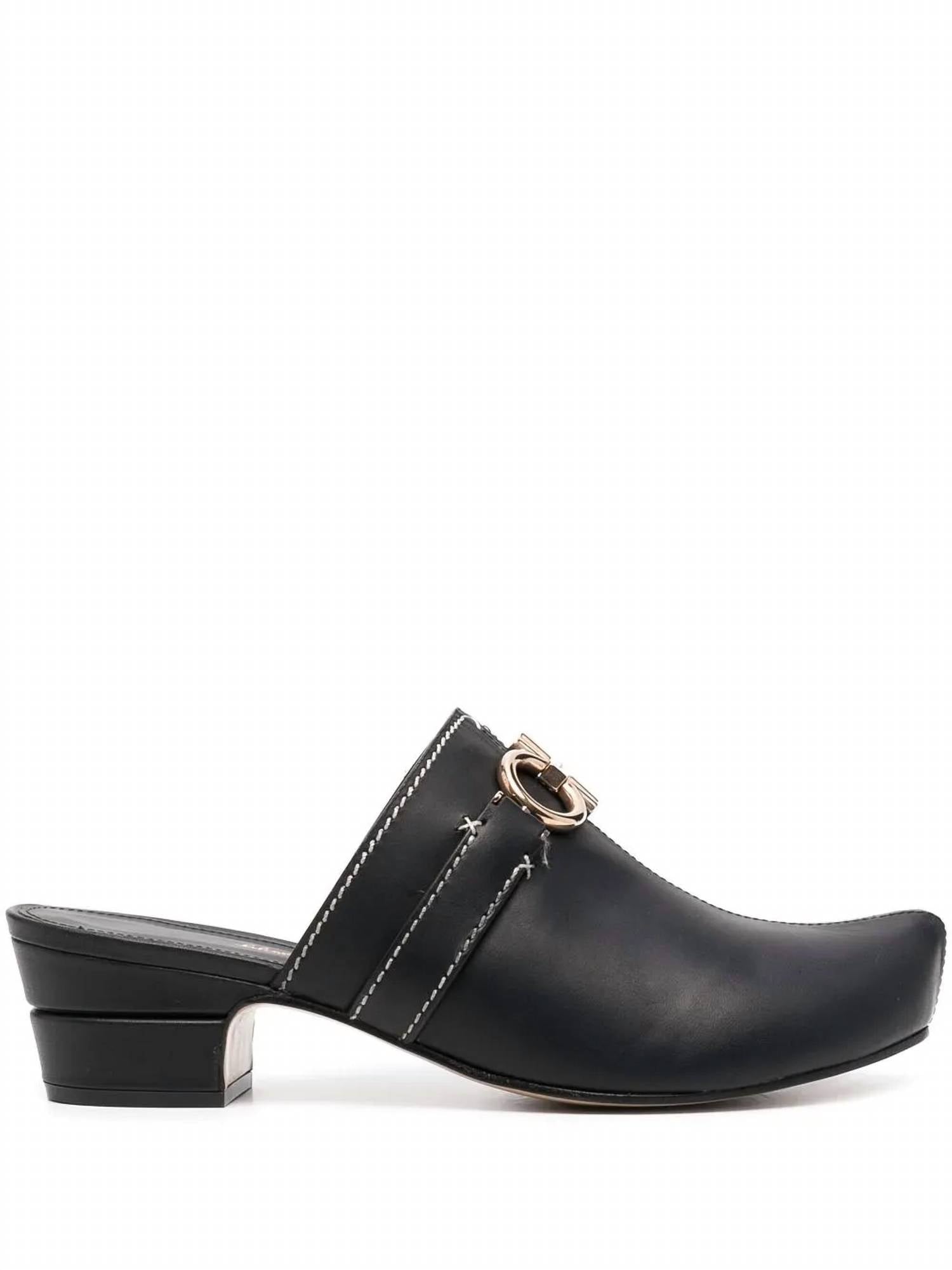 Salvatore Ferragamo Women's Gancini Leather Mules in black - women's shoe - view 128