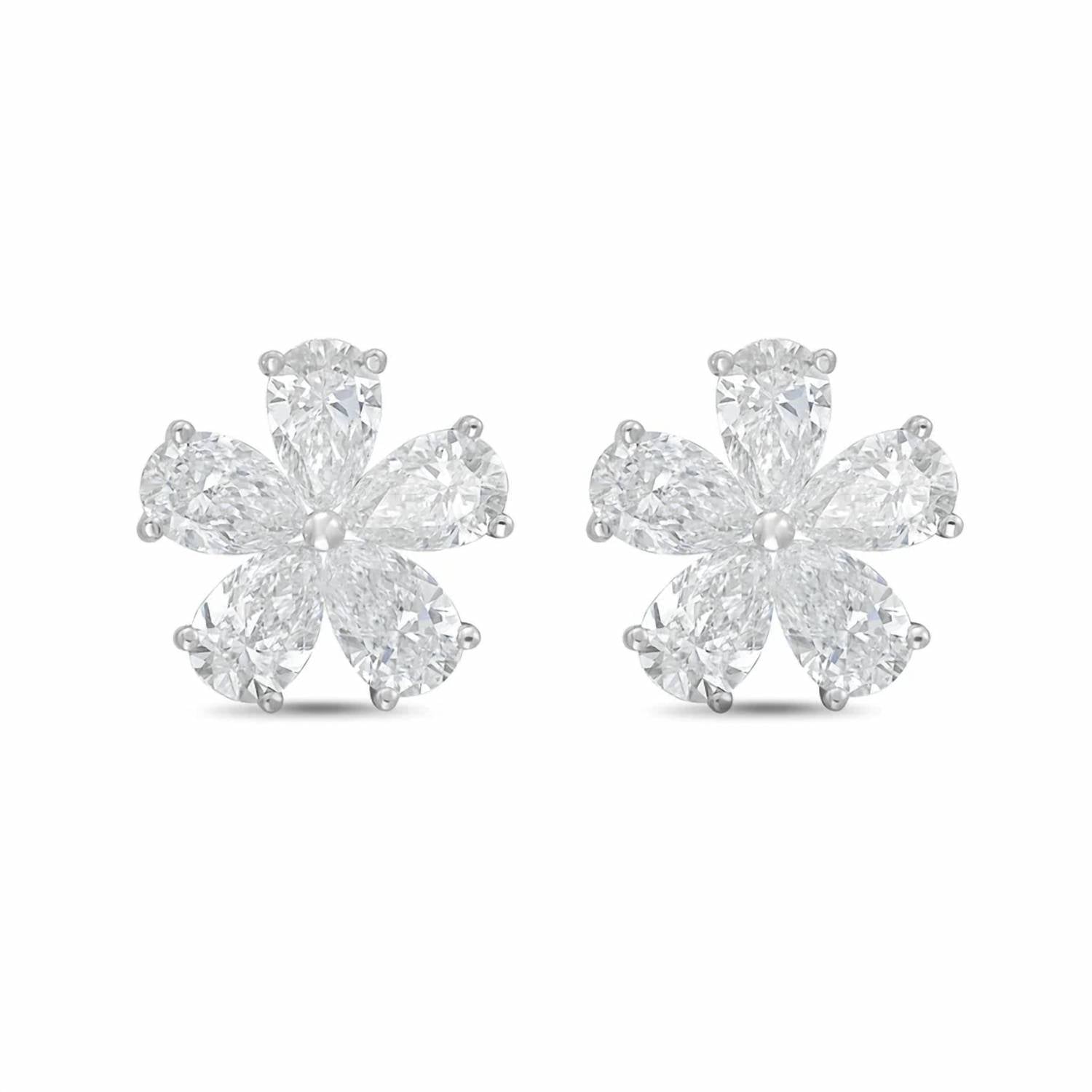 Diana M Jewels - Women's Pear Lab-Grown Diamond Stud Earrings (6.00 Ct TCW) - Elegant