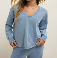 Z Supply - Delphine Knit Denim Sweatshirt