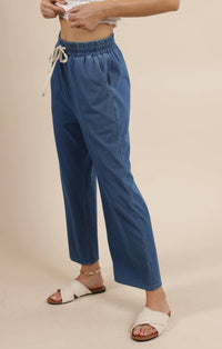 SAGE THE LABEL WANDERWAVE SUPER STRETCH DENIM WIDE LEG PANT in blue - women's pants - alternate view