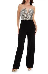 Dress The Population - Fernanda Sequin Bodice Strapless Jumpsuit
