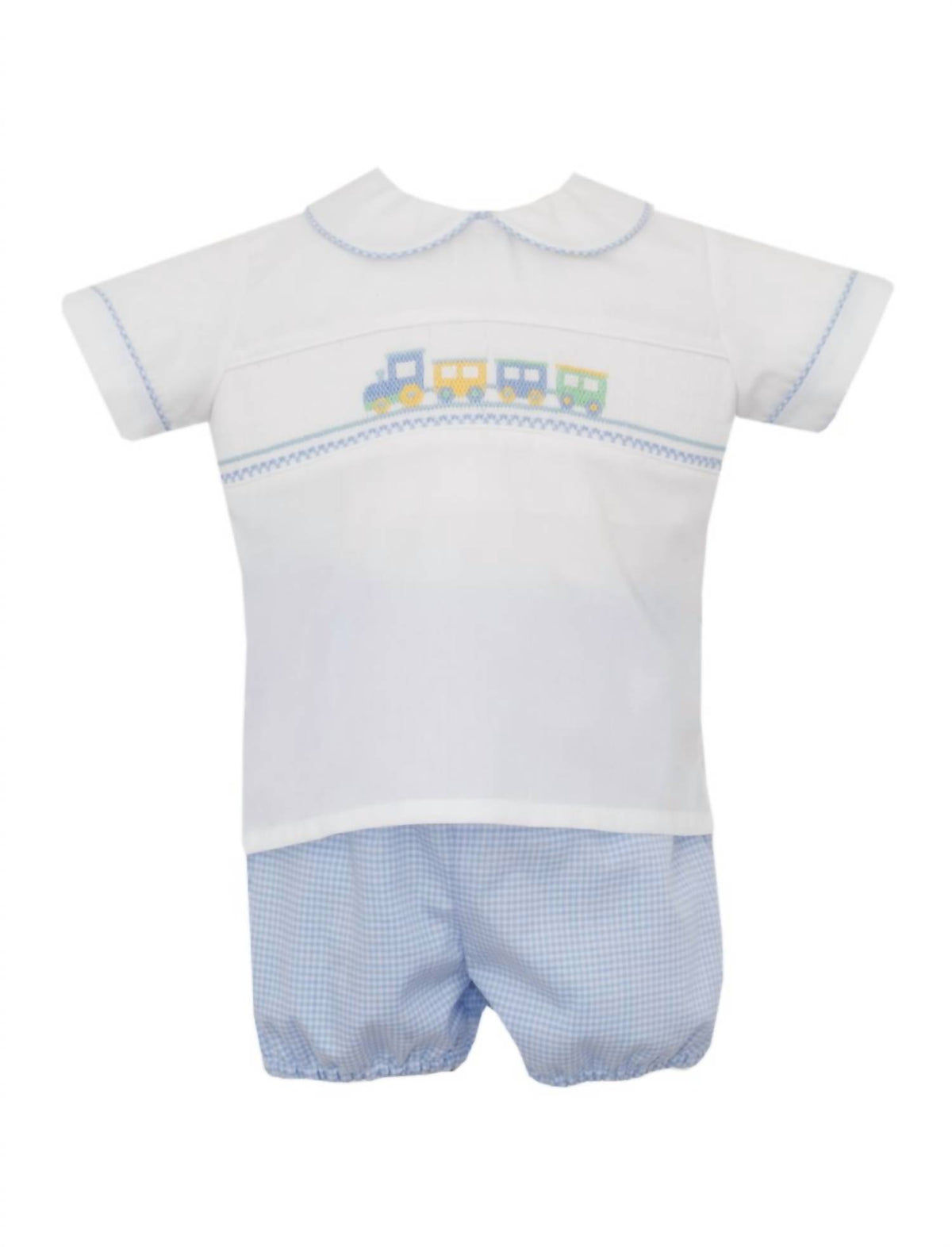 Petit Bebe - Lt.blue gingham boy's diaper set