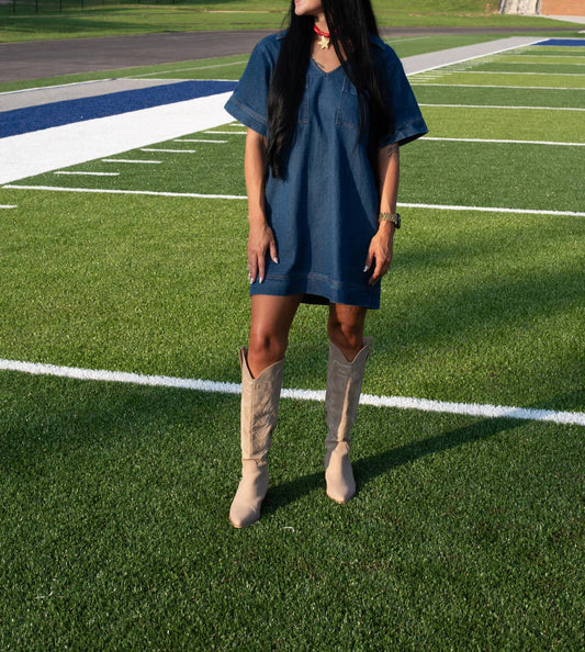 Day + Moon - Women's Ellie V Neck Denim Dress