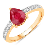 Diana M Jewels Women's Pear Natural Ruby Fashion Ring (1.56 Ct) - Classic in 14k yellow gold - women's jewelry