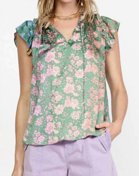 Current Air - Floral Color Block Printed Blouse