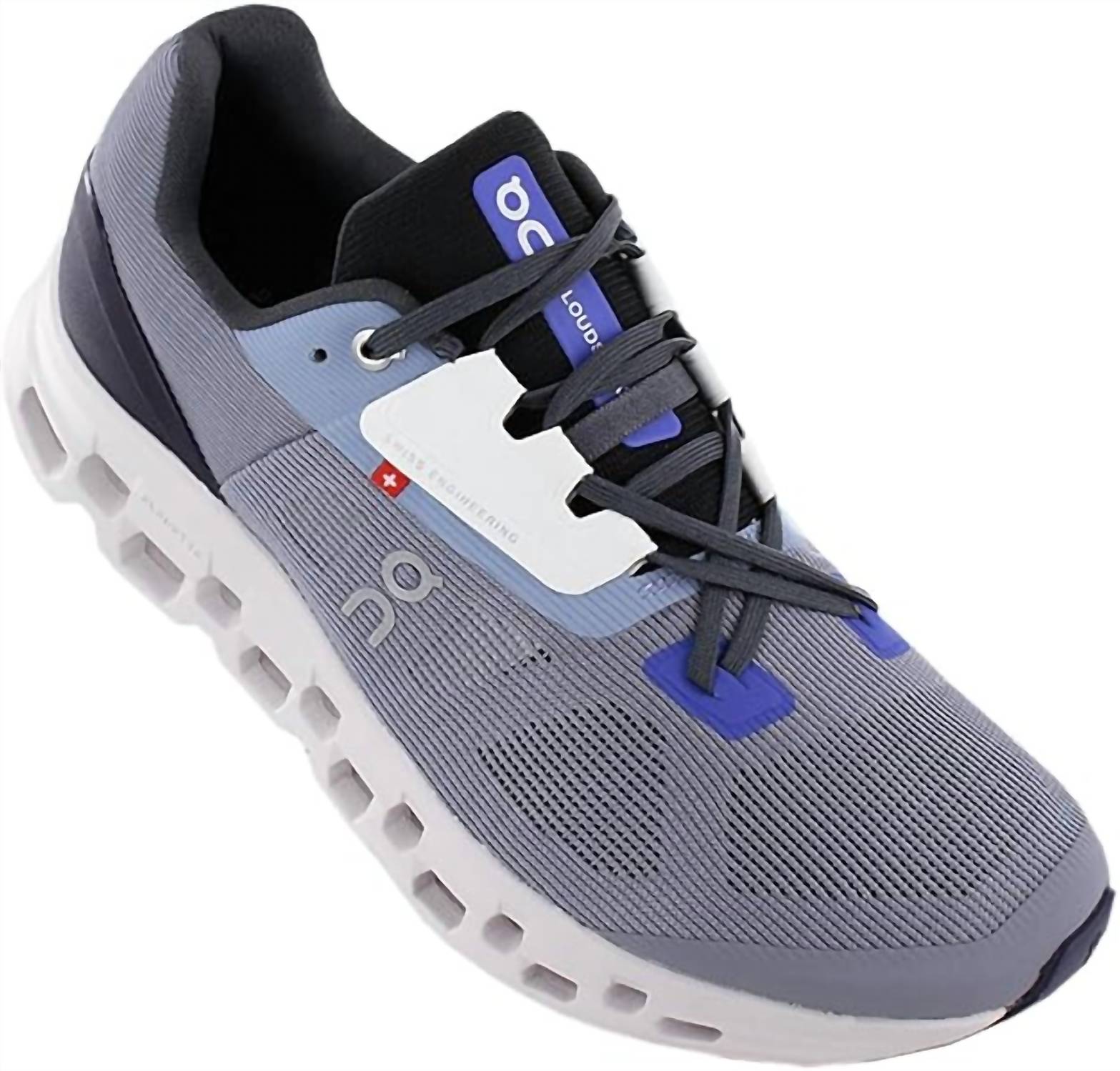 On Cloud Men's Cloudstratus Textile Synthetic Trainers in midngith blue and white - men's shoe - alternate view