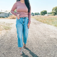 Flying Monkey - High Rise Crop Slim Wide Jeans
