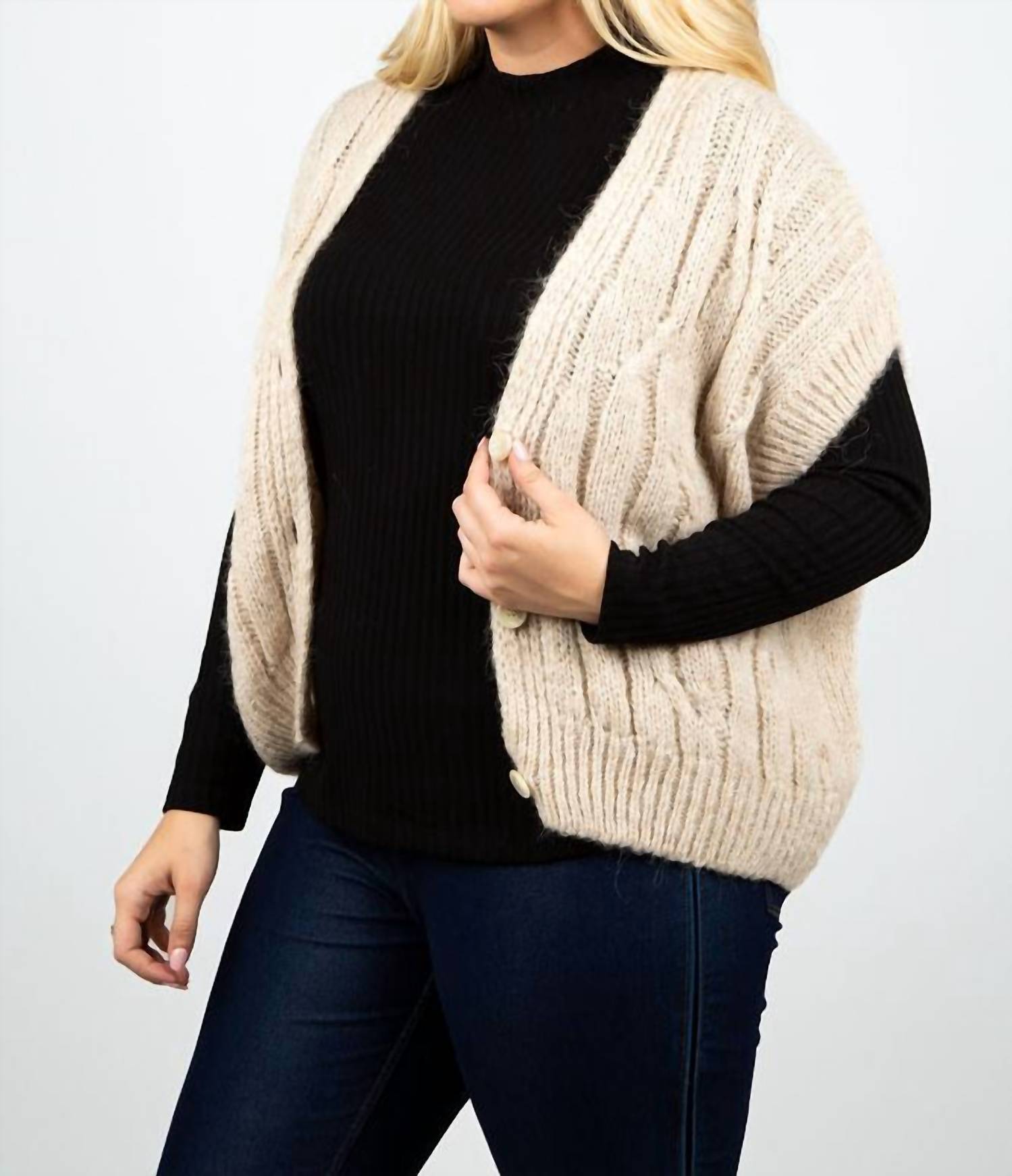 Summum - Airy Alpaca Knit Sleeveless Cardigan - Plus