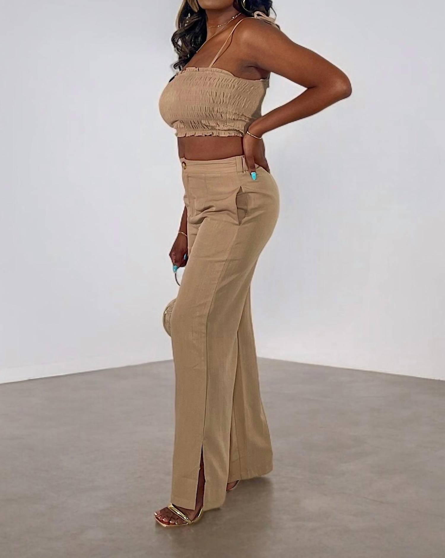 Blu Pepper - Top Of The Line Crop Top And Pant Set
