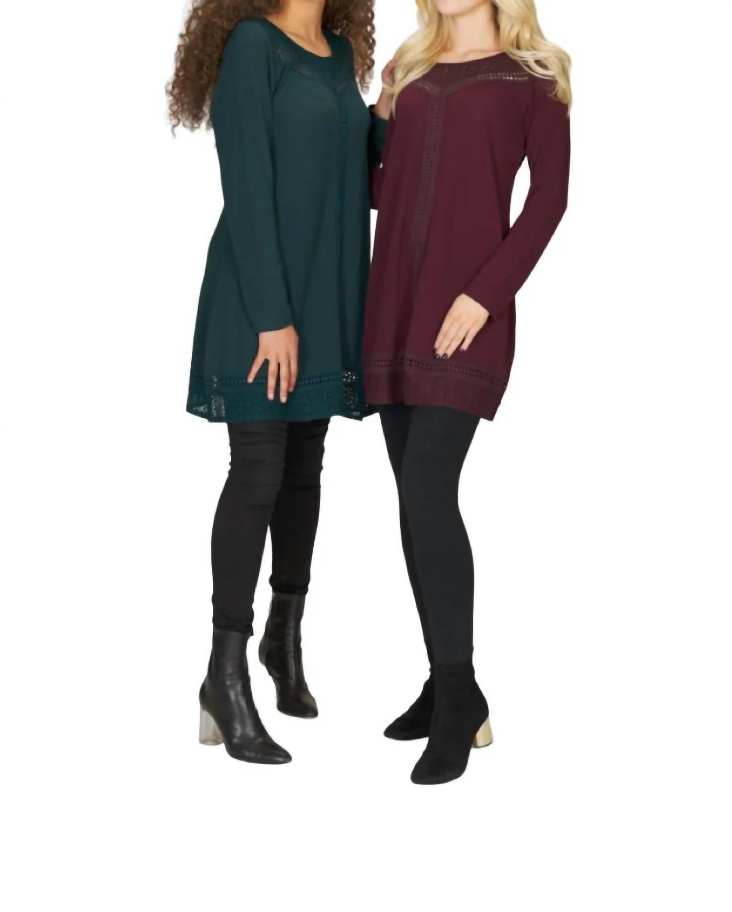 Papillon - Lace Inset A-line Sweater Dress