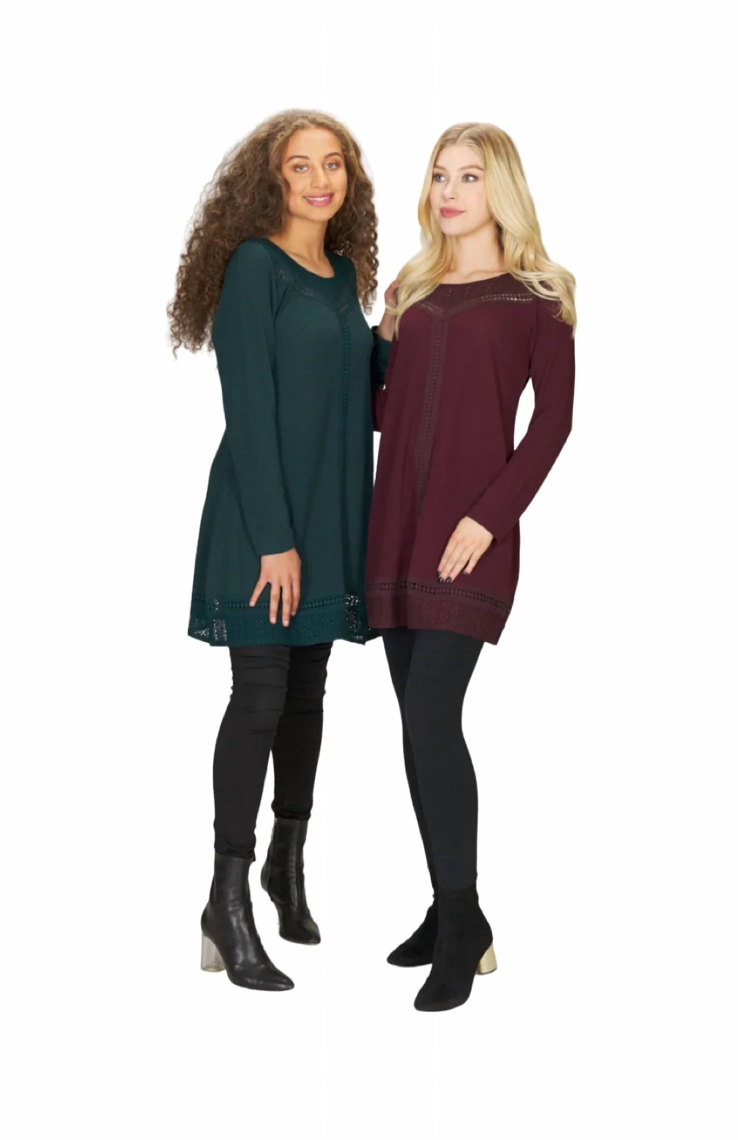Papillon - Lace Inset A-line Sweater Dress