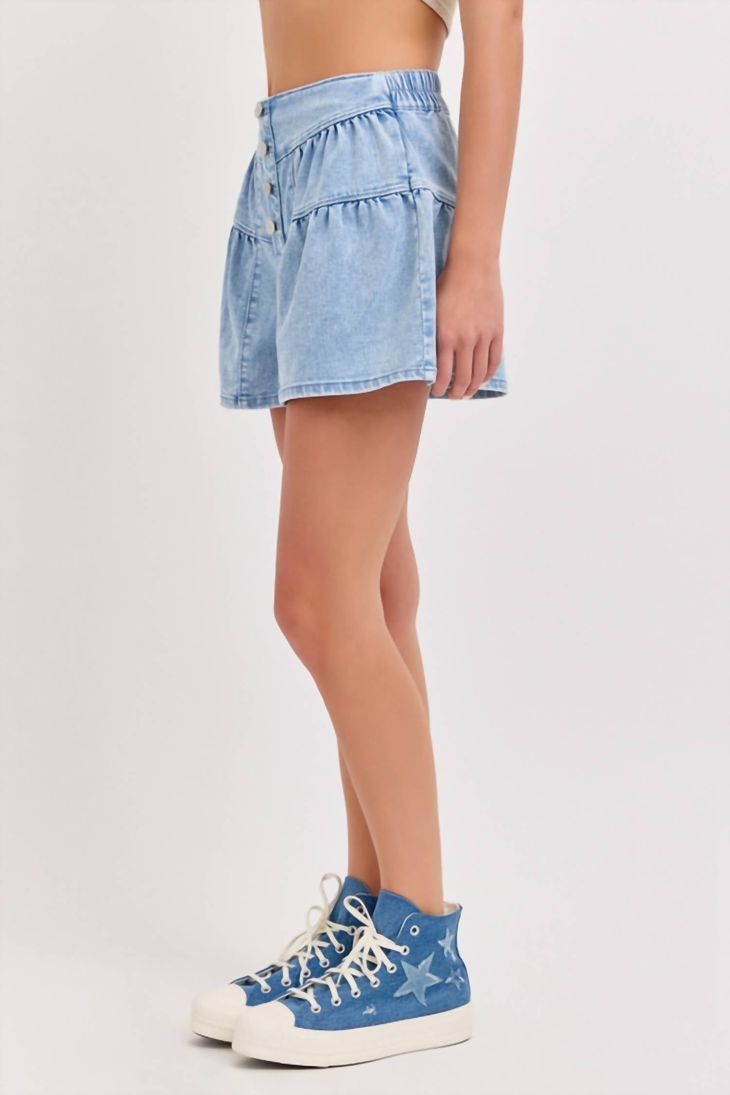 Cello - 4 Button High Rise Flare Shorts