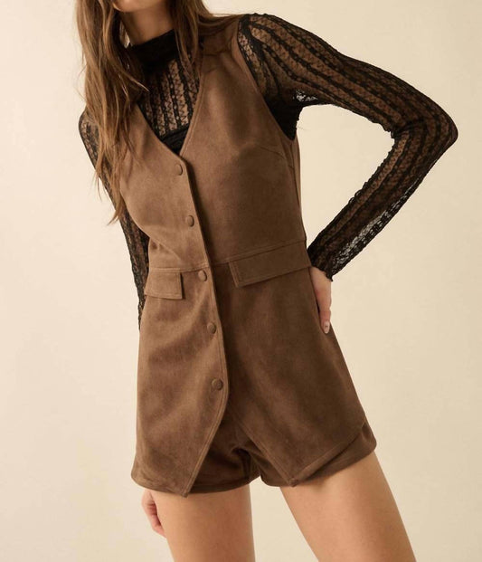 Promesa - FAUX SUEDE VEST ROMPER