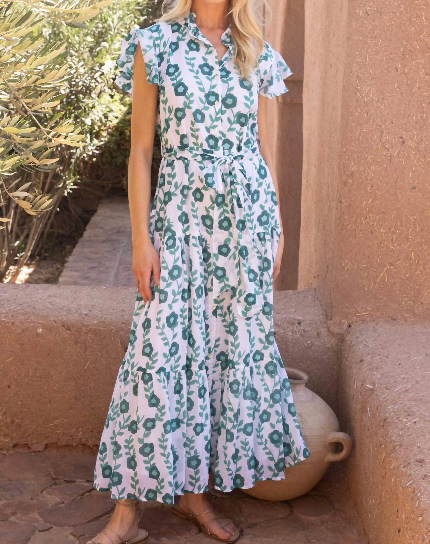 Oliphant - Ruffle Collar Button Maxi Dress
