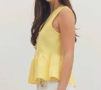 Entro - Solid V-Neck Peplum Top