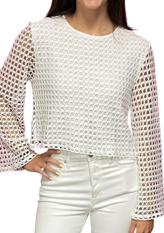 Pete - Cropped Crochet Crew Neck Top