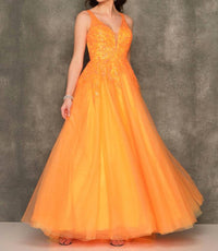Dave & Johnny - Plunging Neckline Sequin Prom Dress