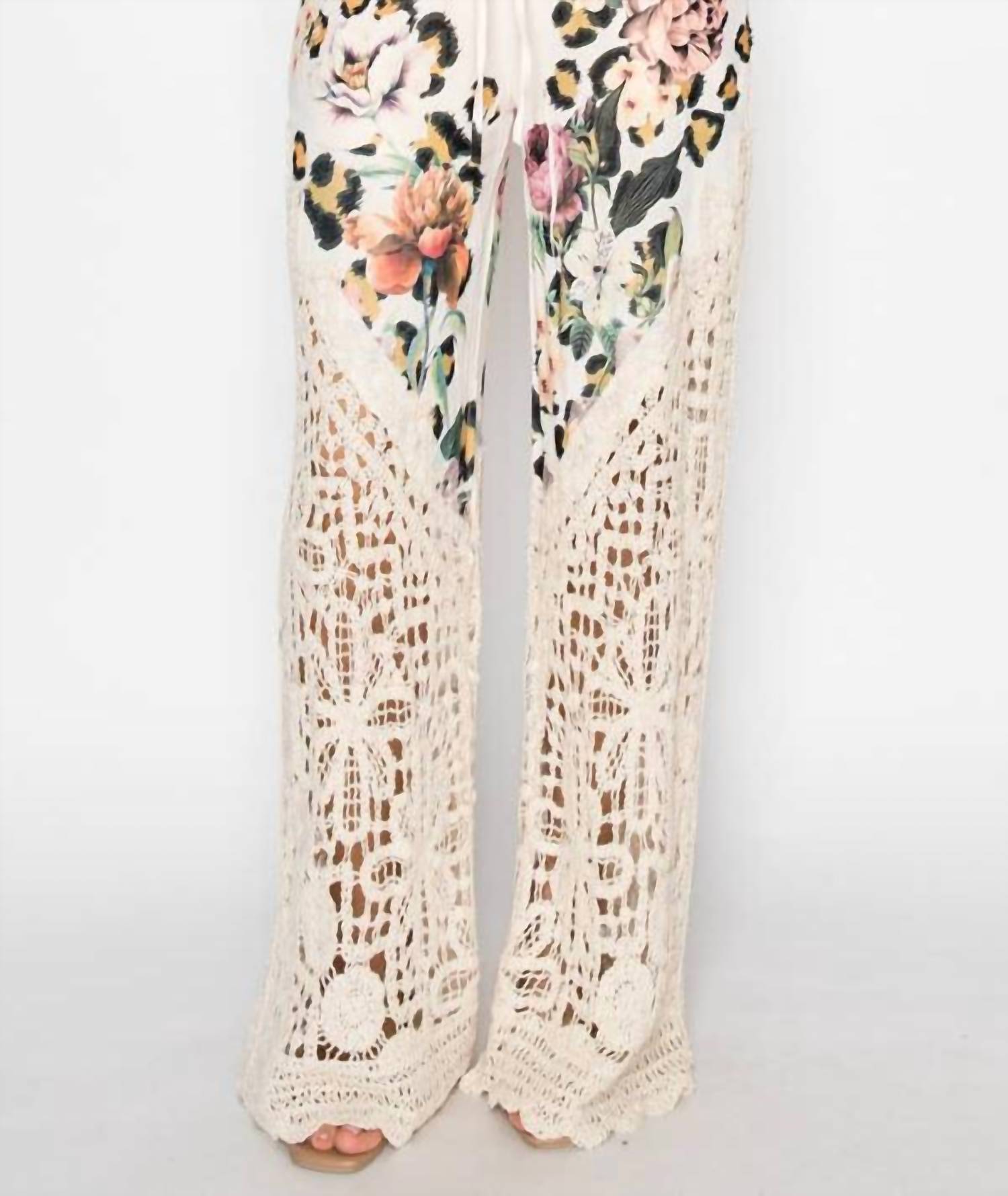 Origami - Crochet-detail Lined Drawstring Pants