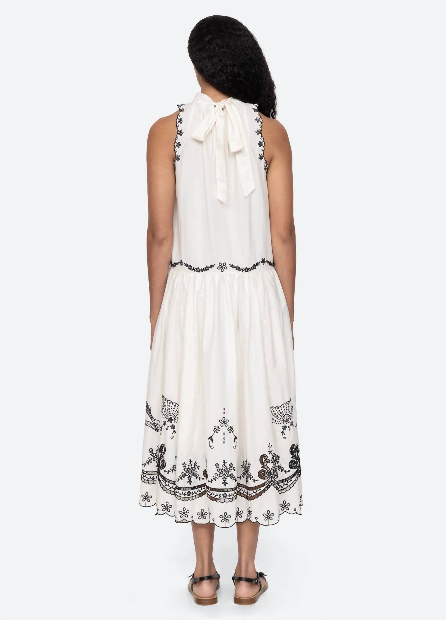 SEA Kingsley Tank Midi Dress in cream - women's dress - detail view