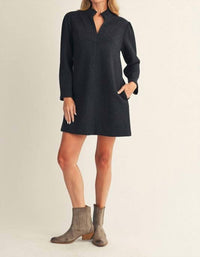 Jodifl - Herringbone Pattern Mini Shift Dress