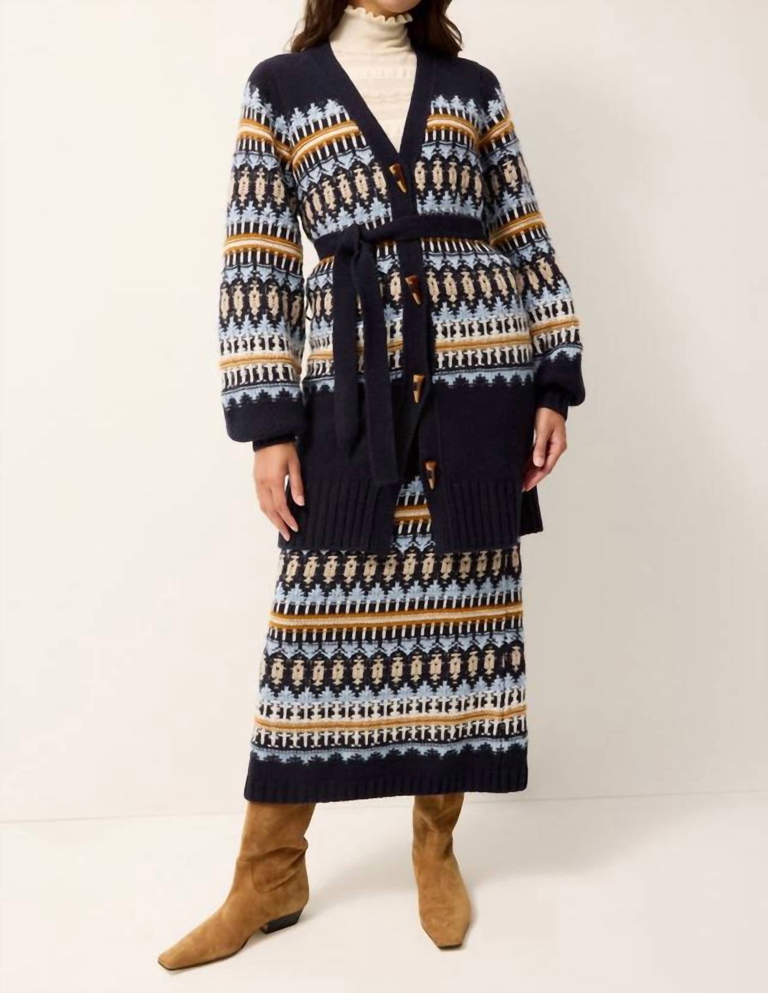 Marie Oliver Ferne Cardigan in sea - women's cardigan - detail view
