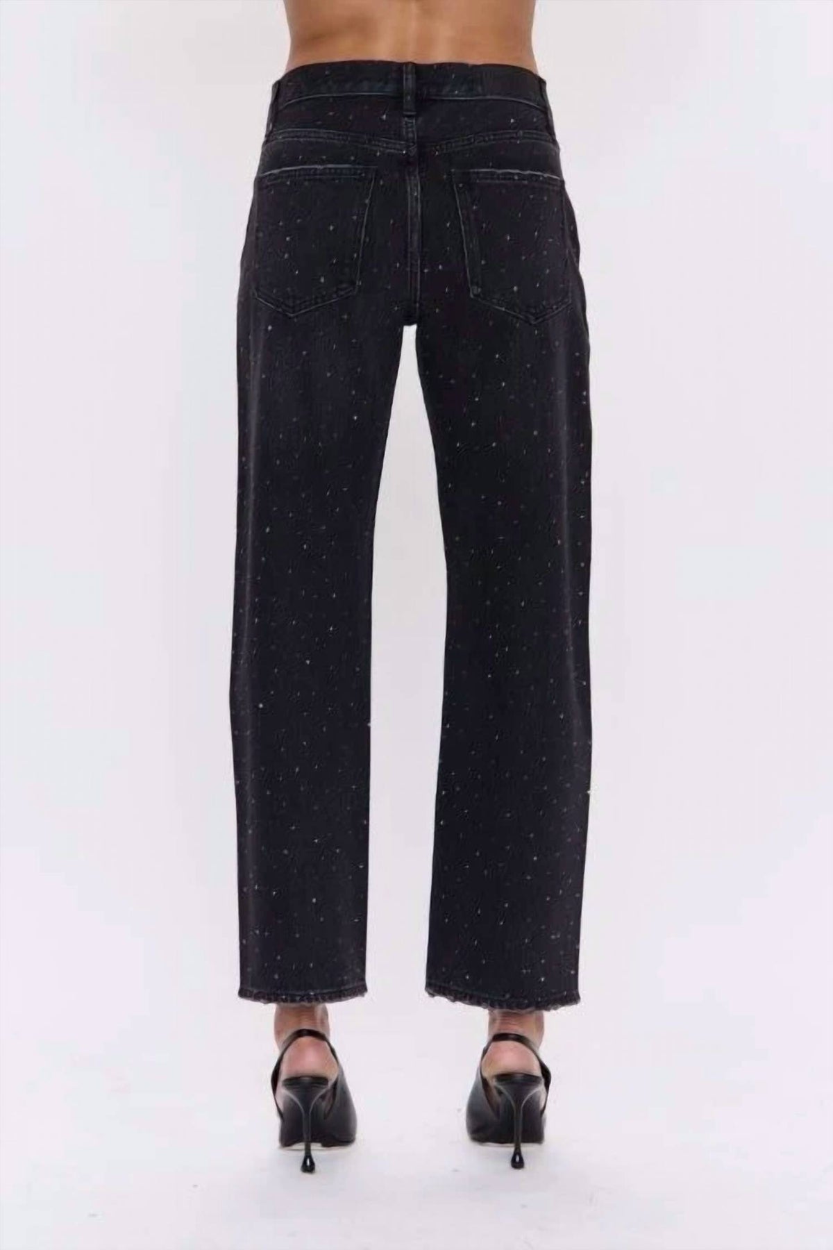 Pistola - Women's Lexi Mid Rise Bowed Straight Rhinestone Jeans