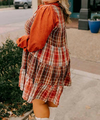 Entro - Fall Vibes Plaid Mini Dress - Plus