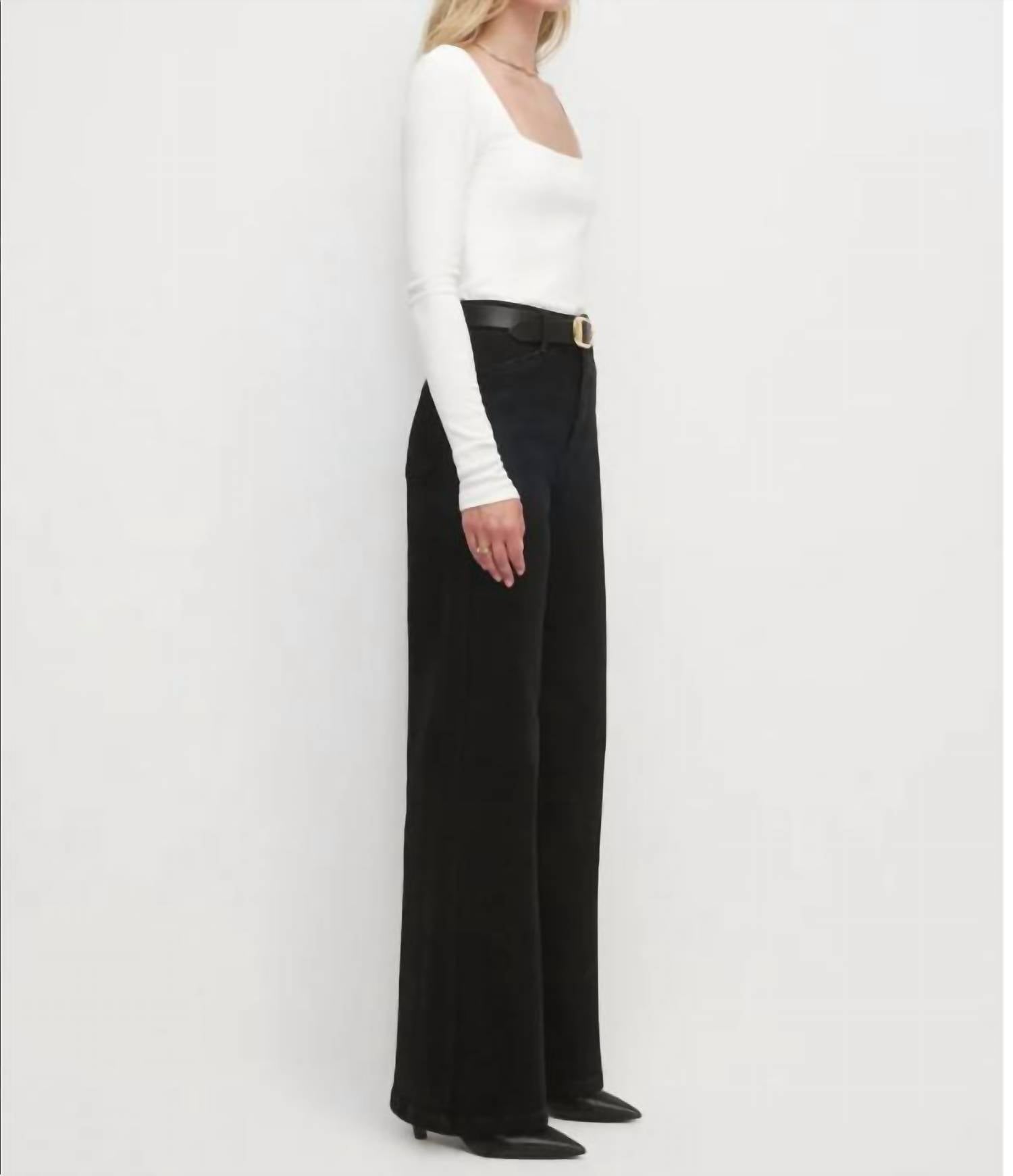 Favorite Daughter Mischa Wide Leg Jean in onyx - women's jeans - detail view