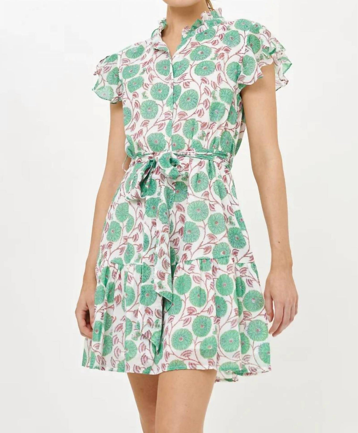 Oliphant - Ruffle Collar Button Mini Dress