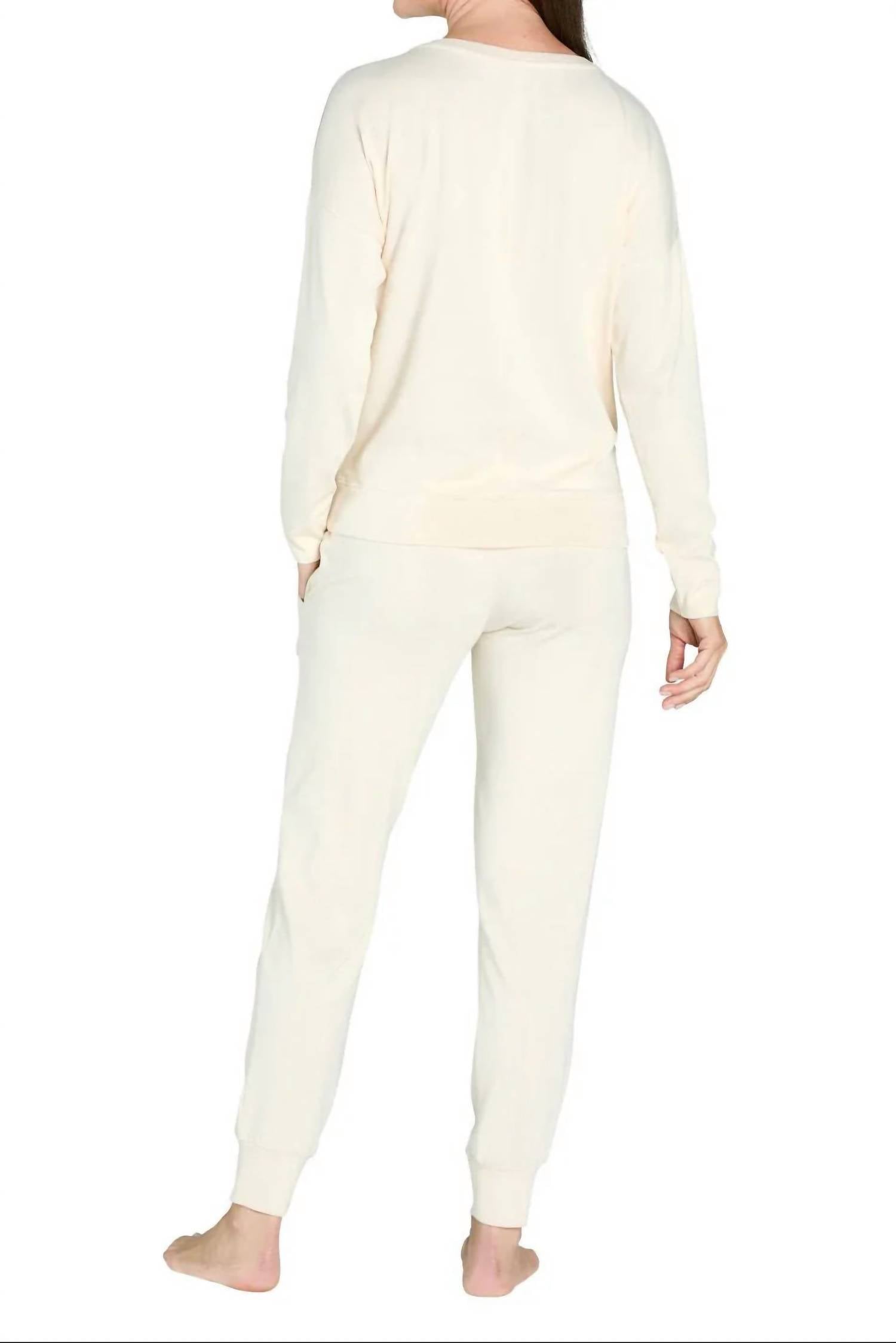 Twelve Eighty Eight Laguna Long Sleeve Lounge Set in almond - women's sleepwear - alternate view