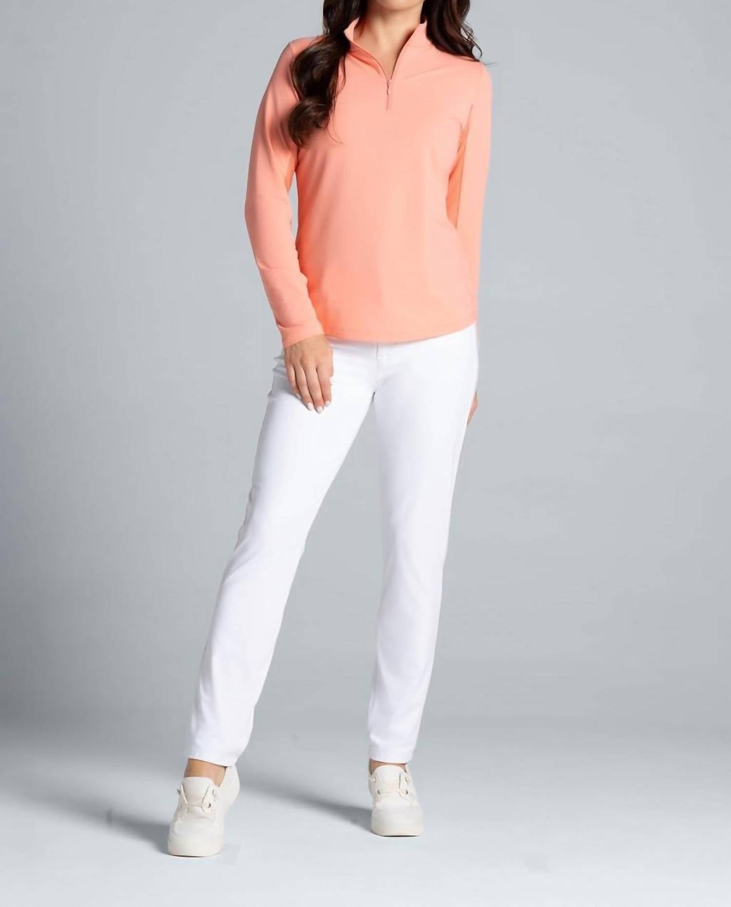Ibkul - Solid Long Sleeve Mock Neck Top