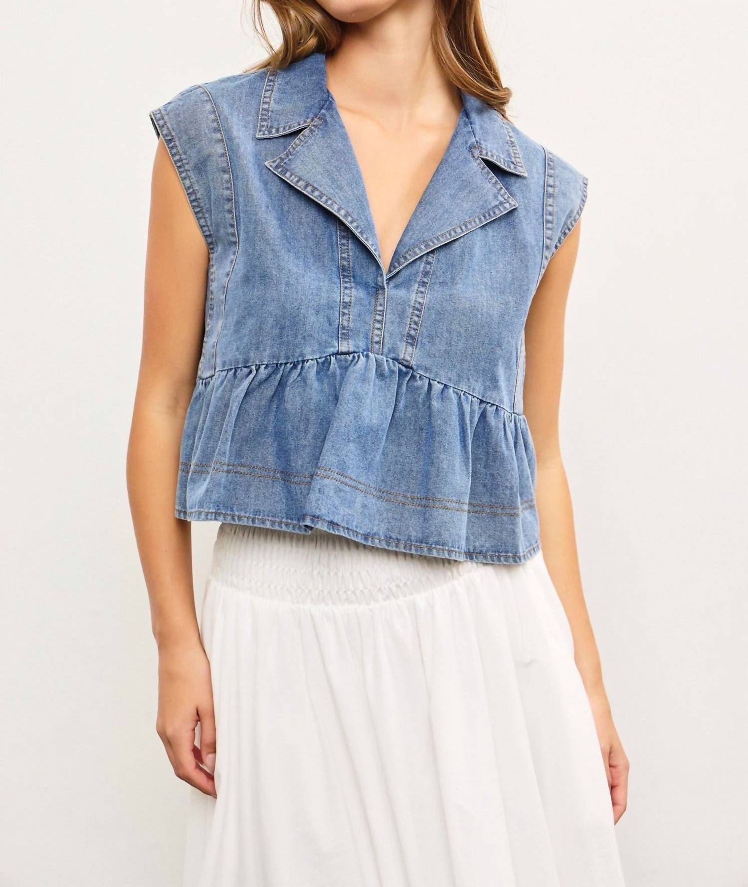 Mustard Seed - Down For Denim Peplum Top