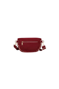 Moda Luxe Women's Gizelle Suede Belt Bag in wine - women's bag - detail view