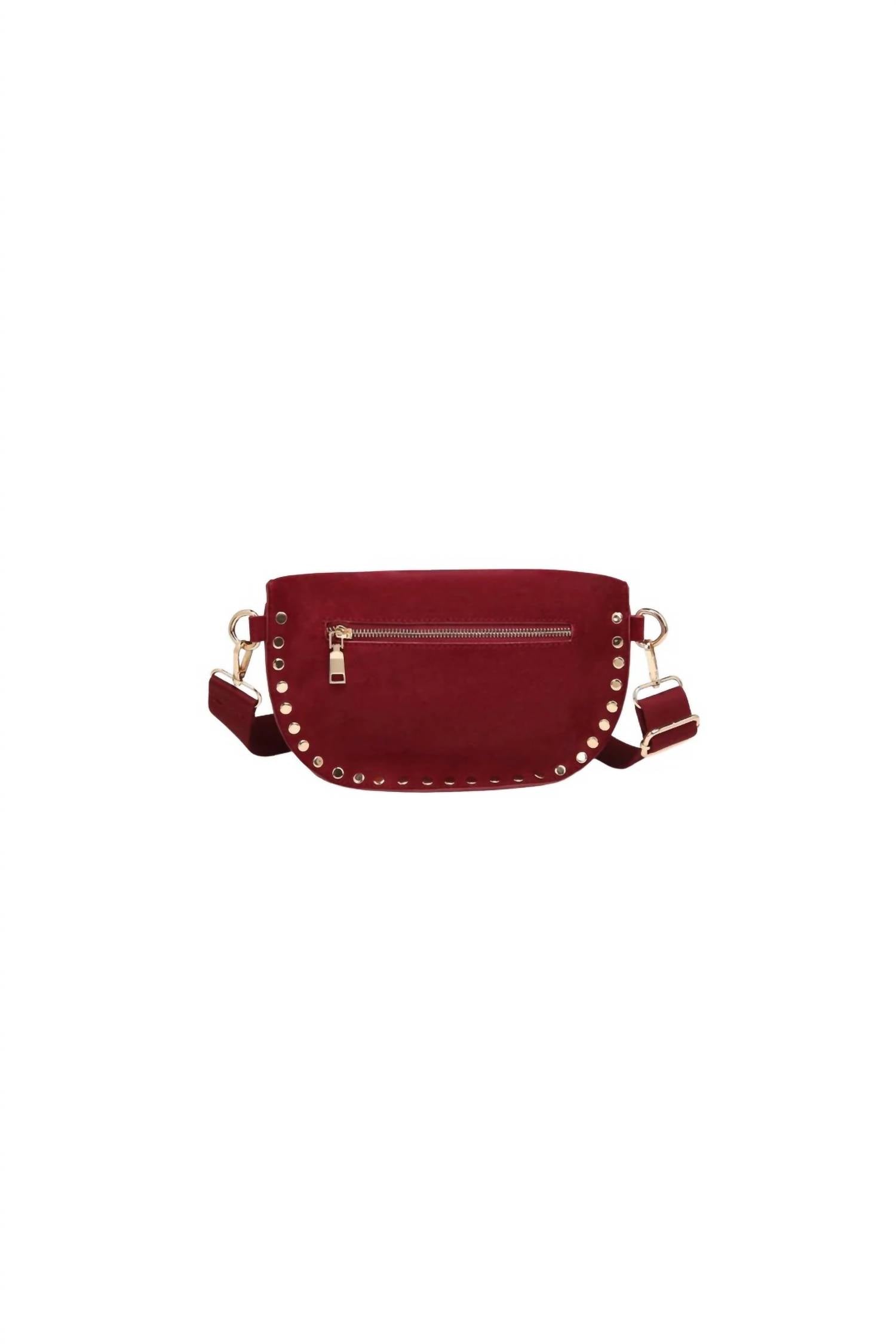 Moda Luxe Women's Gizelle Suede Belt Bag in wine - women's bag - detail view