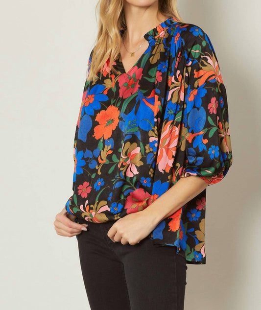 Entro - Bold Floral Print Top