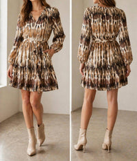 Jade Long sleeve dress in desert mirage - women's dress