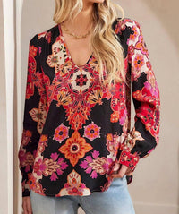 Karen Kane - Women's Long Sleeve Shirred Blouse