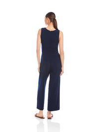 Fifteen Twenty Becca Cropped Jumpsuit in navy - women's pants - detail view