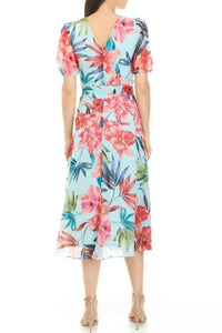 Maison Tara - Short Puff Sleeve A-line Midi Dress