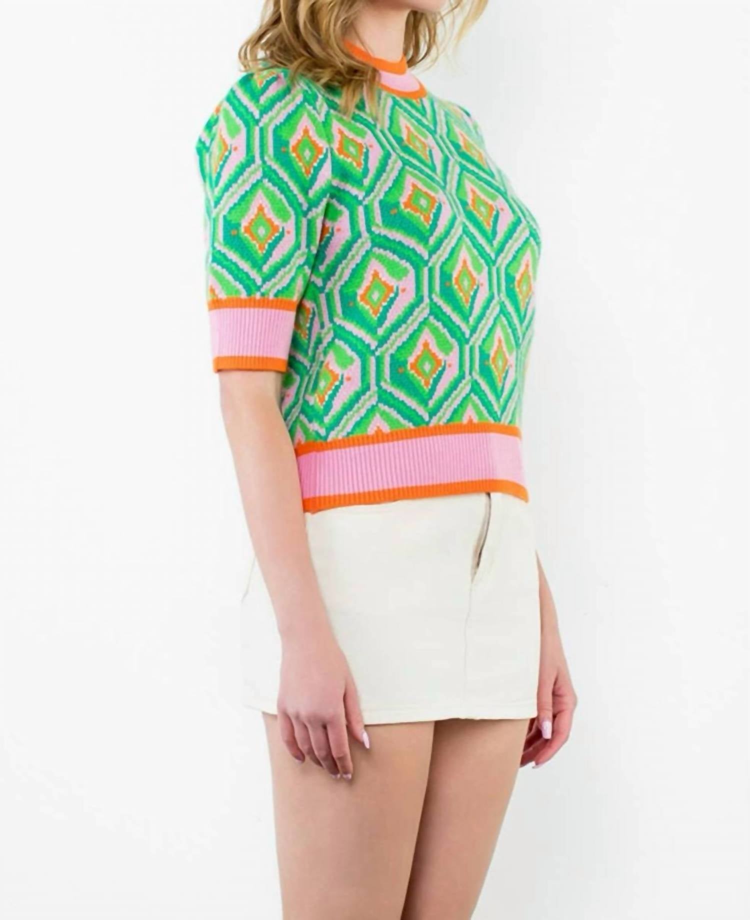 Thml - Harley Short Sleeve Pattern Knit Top