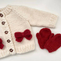 The Blueberry Hill Kid's Cozy Knit Cardigan With Bow in cream red - kids' sweater - view 5