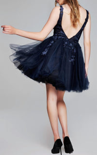 Jovani - Fit & Flare Tulle Cocktail Dress