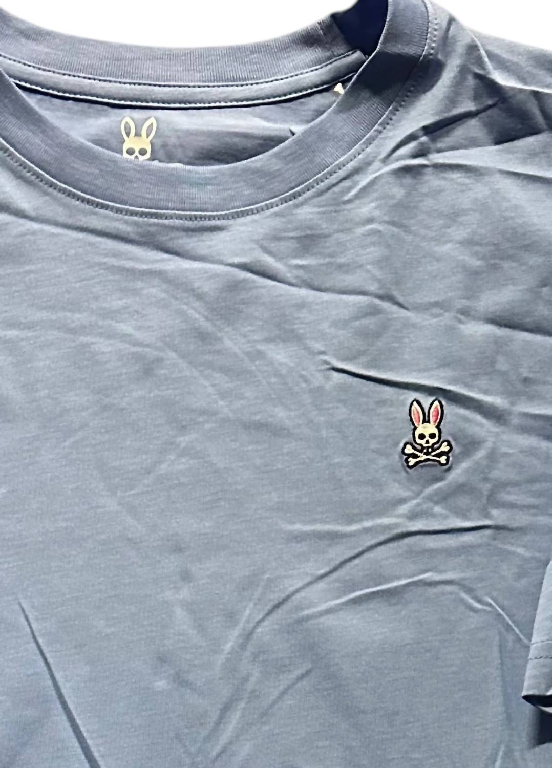 Psycho Bunny Men's Crewneck Tee in blue - men's t-shirt - detail view